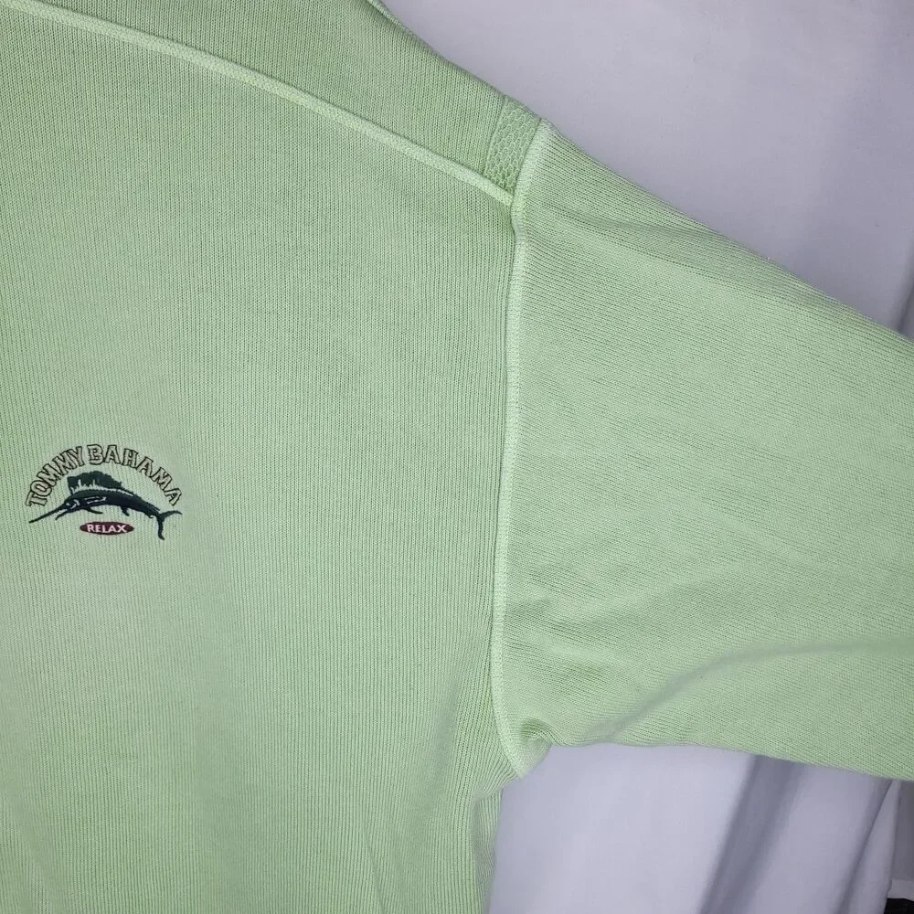 Tommy Bahama Sweater Mens Large Green 1/4 Zip Relax